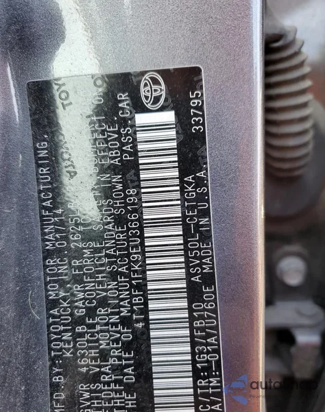 2014 Toyota Camry L z USA, uszkodzony, nr VIN 4T1BF1FK9EU366198